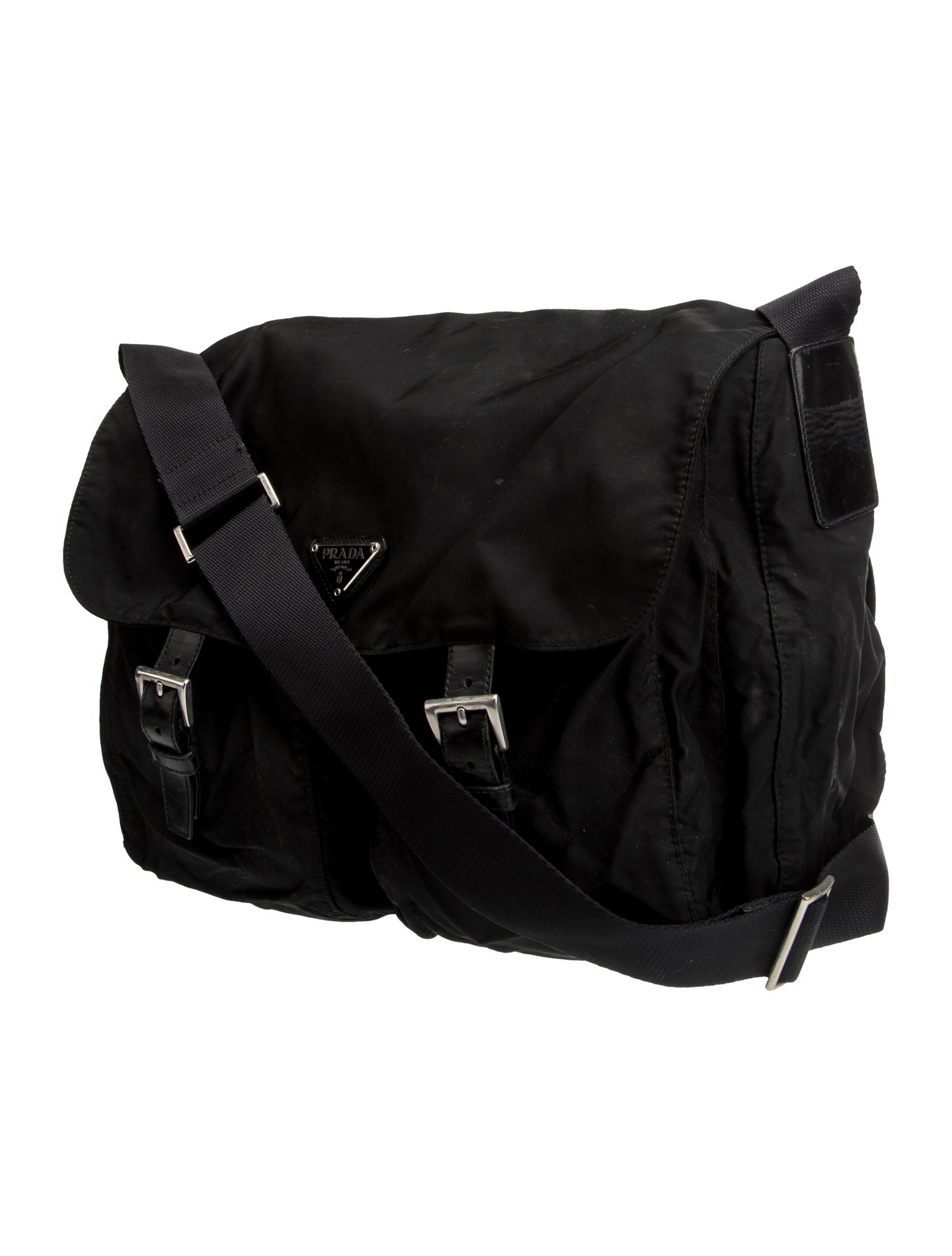 Prada Enameled Metal Triangle Messenger Bag